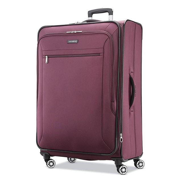 Samsonite Ascella X Softside Expandable Luggage with Spinner Wheels, Plum, Checked-Large 29-Inch