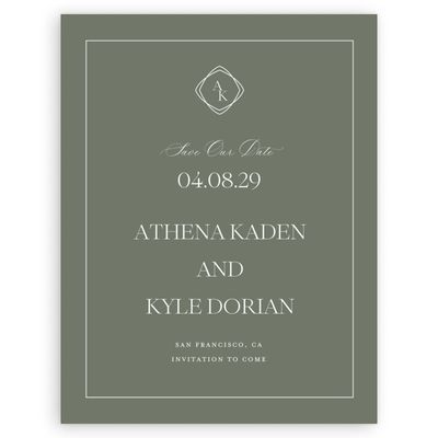 Dark Sage, Green Wedding Digital Save the Date - Ragusa Portrait