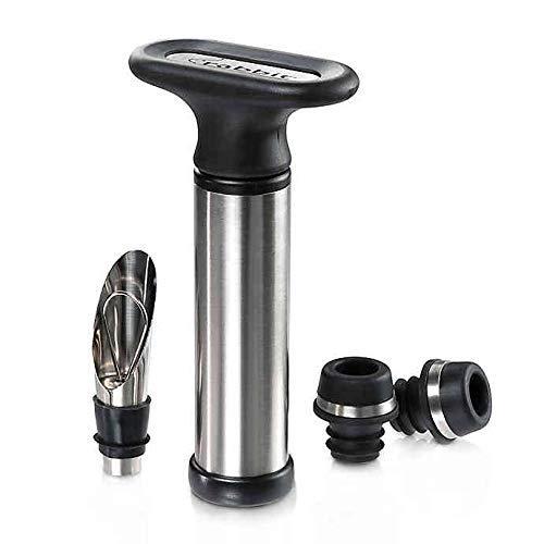 Stainless Steel Vacuum Wine Preserver Set Rabbit Pourer With Two Stoppers (Bundle with Hors d'oeuvres pick KC) Gift Wine Connoisseur Bar Accessory