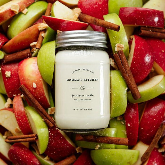 Antique Candle Co.® 16 Ounce Soy Wax Candle, 80 Hour Burn Time, Cotton Wick, Mason Jar Candle (Momma's Kitchen)