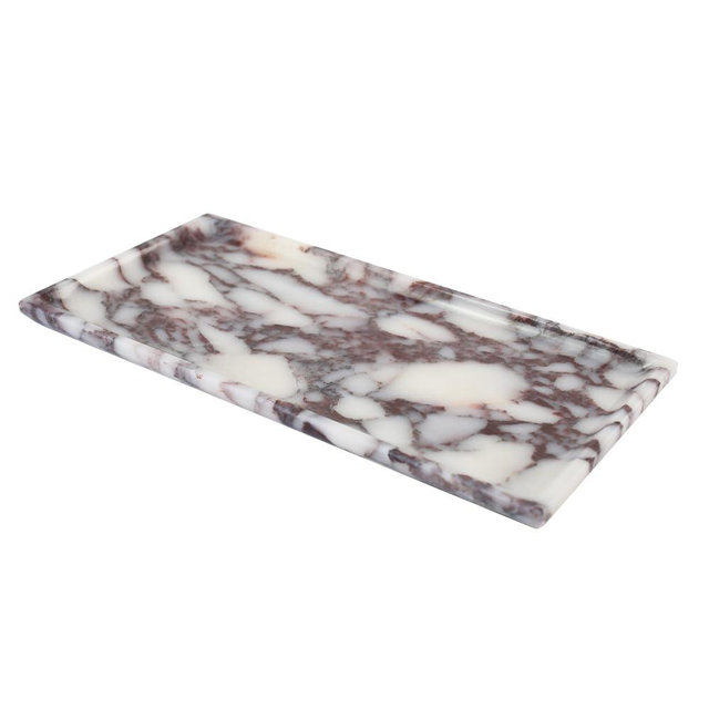 Natural Marble Tray, Coffee Table, Food, Fruit, Paper Cup, Cake Display, Coffee bar, Family Gatherings, Seasonal Holiday Decoration Tray(Viola-rectangle-11 x5 x0.7)
