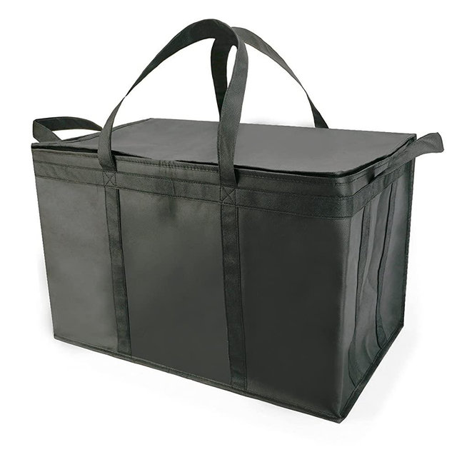 Bodaon Insulated Food Delivery Bag , Meal Grocery Tote Insulation Bag for Hot and cold Food,Commercial, Large Capacity Reusable Warming Bag Black