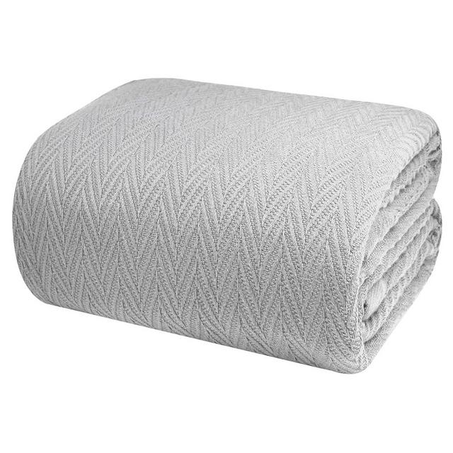 Premium 100% Cotton Blanket – Soft Breathable Thermal Blankets Queen Size for All Season - Queen Blanket for Bed Perfect for Layering - Light Grey