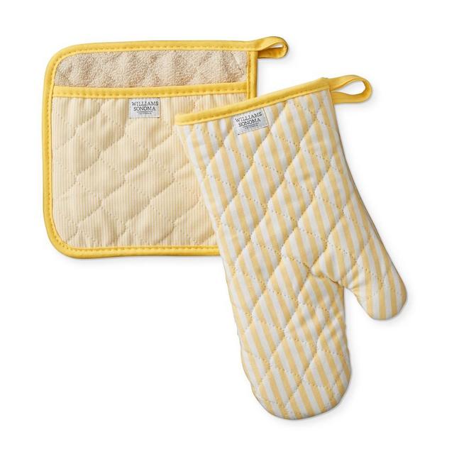 Williams Sonoma Bay Stripe Oven Mitt & Potholder Set, Lemon Yellow