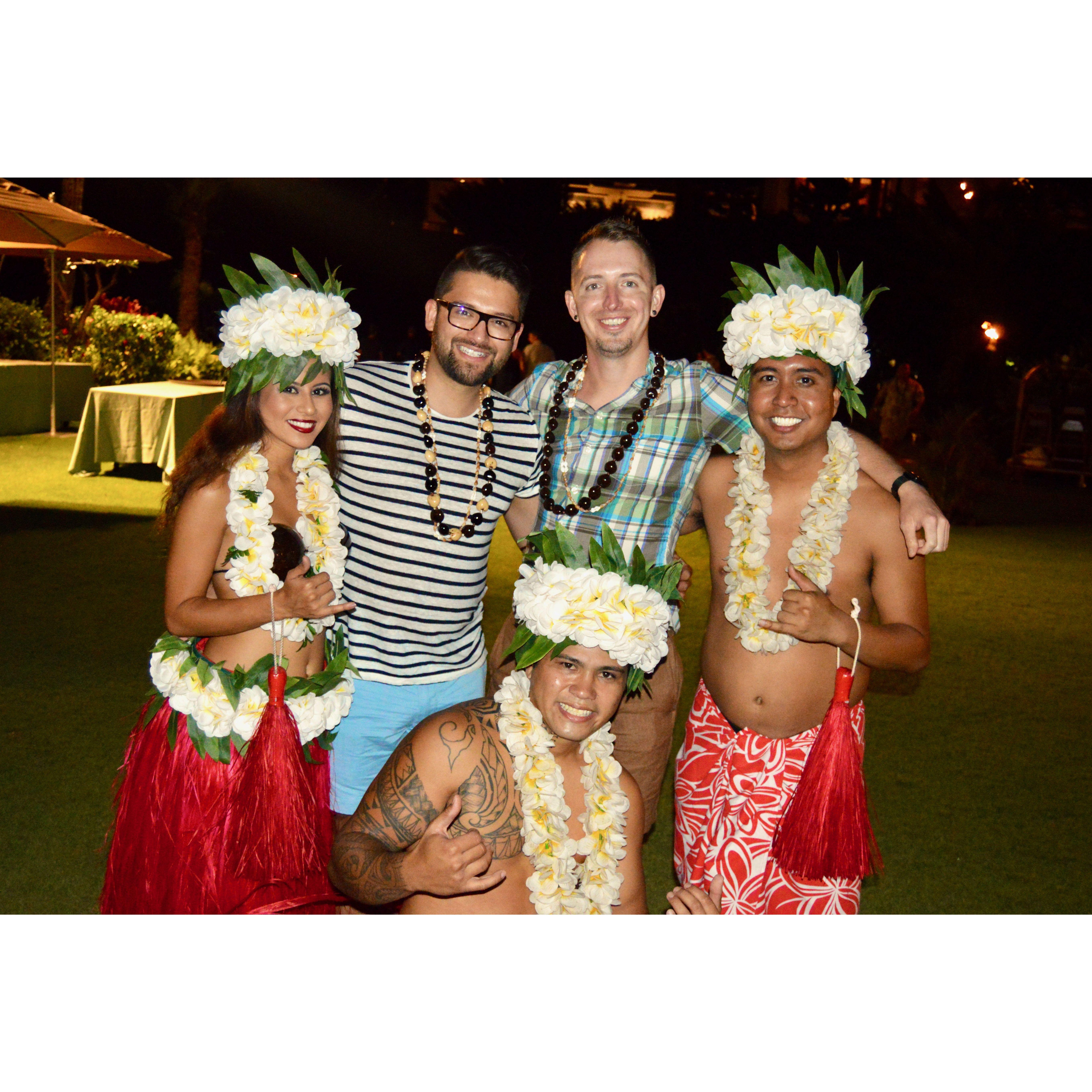 2017 birthday trip to Kauai, Hawaii. Aristeo and Matt's friends surprised them with a a luau dinner.