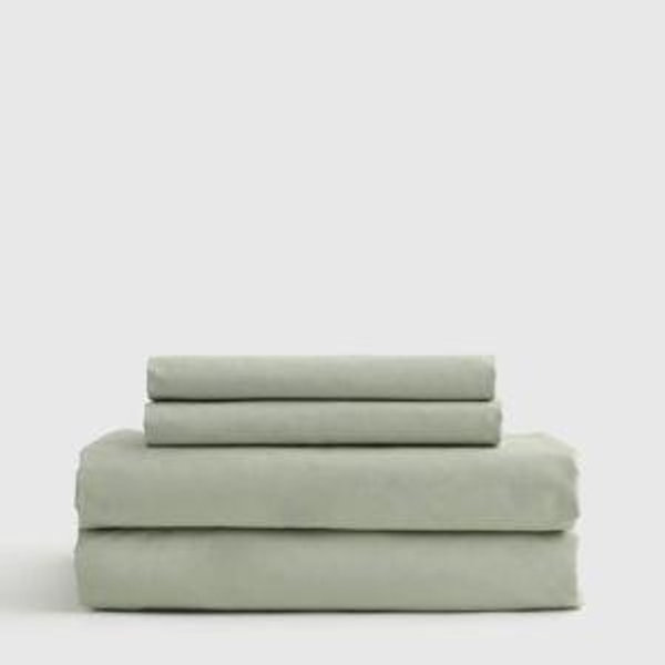 Classic Organic Percale Queen Sheet Set in Dried Sage