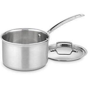 All-Clad 4201.5 Stainless Steel Tri-Ply Bonded Dishwasher Safe Sauce Pan with Lid Cookware, 1.5-Quart, Silver