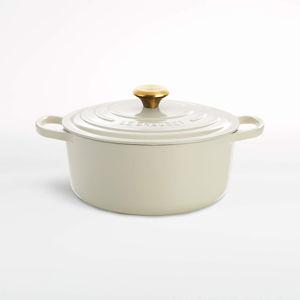 Le Creuset Signature 5.5-Qt. Enameled Cast Iron in Cream Round Dutch Oven | Crate & Barrel
