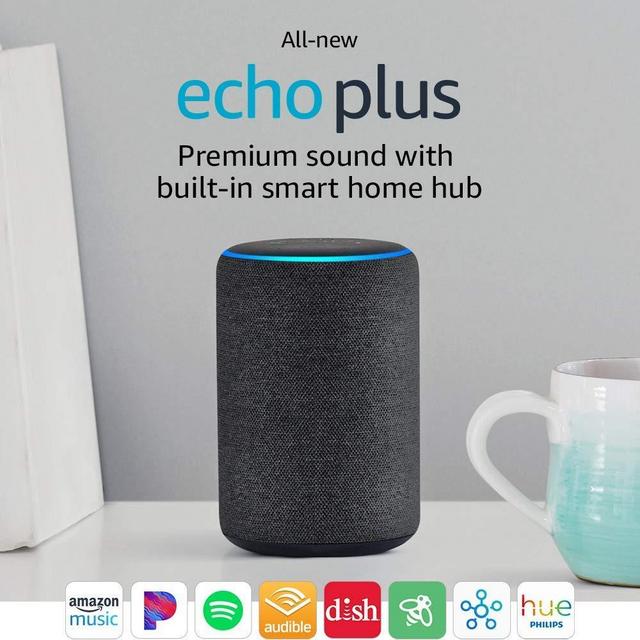 Echo Plus (2nd Gen) - Premium sound with built-in smart home hub - Charcoal