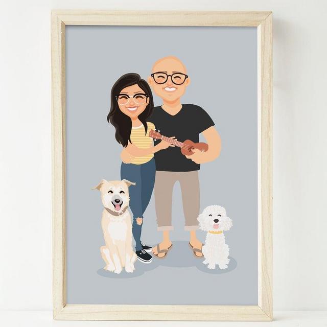 Couple and 2 pets Portrait