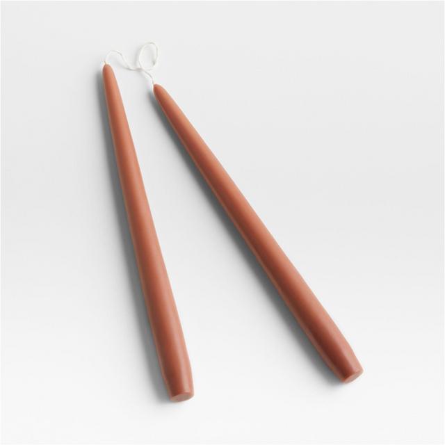 Dipped Rust Brown Taper Candles, Set of 2