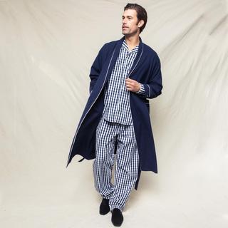 Men's Flannel Robe with Piping