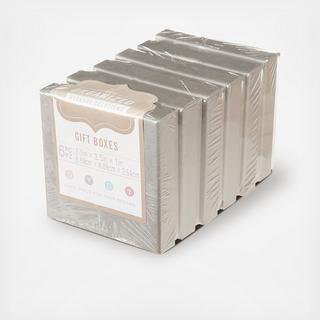 Cotton-Filled Silver Jewelry Boxes, Set of 6
