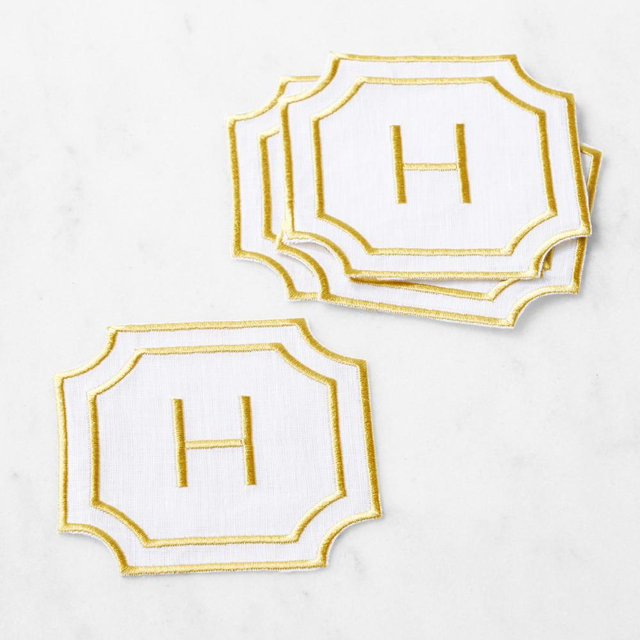 Cartouche Monogram Coasters, Set of 4, H