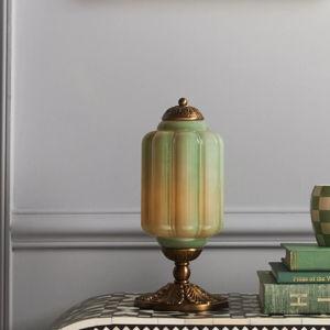 The Eloise Scallop Milk Glass Table Lamp Green & Brass