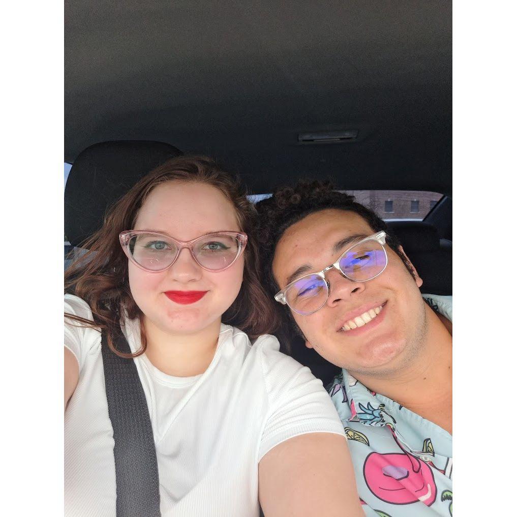 Connie and Carson's first day of college