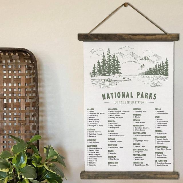 US National Park Checklist Poster Hanging...
