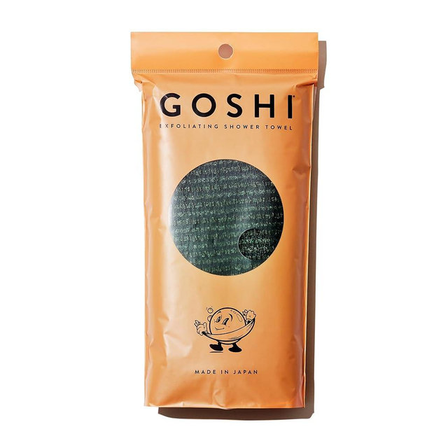 GOSHI Exfoliating Shower Towel - Rip-Resistant Exfoliating Washcloth for All Skin Types - Moss Green - Made in Japan