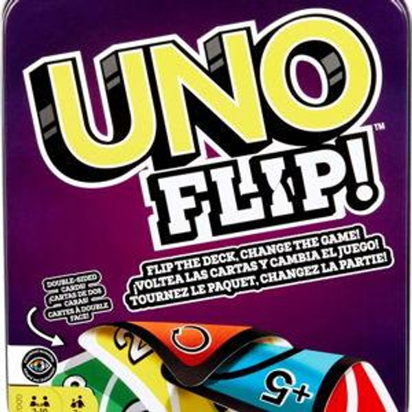 Mattel Games UNO FLIP! Card Game in Storage & Travel Tin, Color Blind Accessible Deck for Kids, Adults & Family Nights & Parties (Amazon Exclusive)