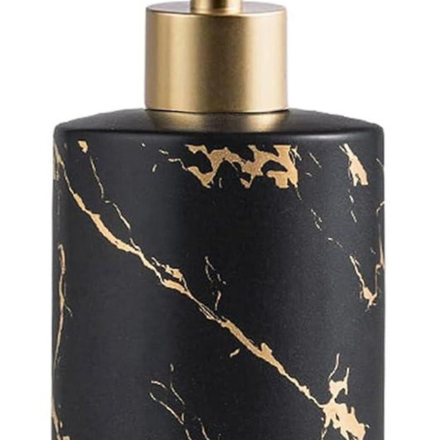 Soap Dispenser Black and Gold,300ml/10 Oz Luxurious Hand Soap Bottle with Plastic Pump Gold,Ceramic Liquid Soap Dispenser for Bathroom, Kitchen, Dish Soap,Lotion,Liquid Soap