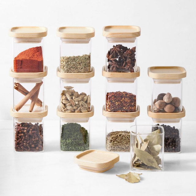 Hold Everything Square Spice Jars Set of 12