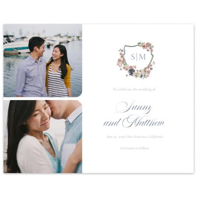 White Elegant Wedding Digital Save the Date - Windansea Multiphoto