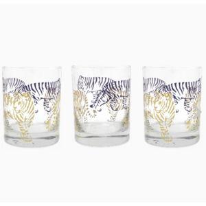 Tiger Purple and Gold Glasses, Set of 4