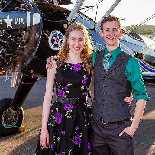 Swing dancing at a WWII hangar, in the light-up dress Chris made me!