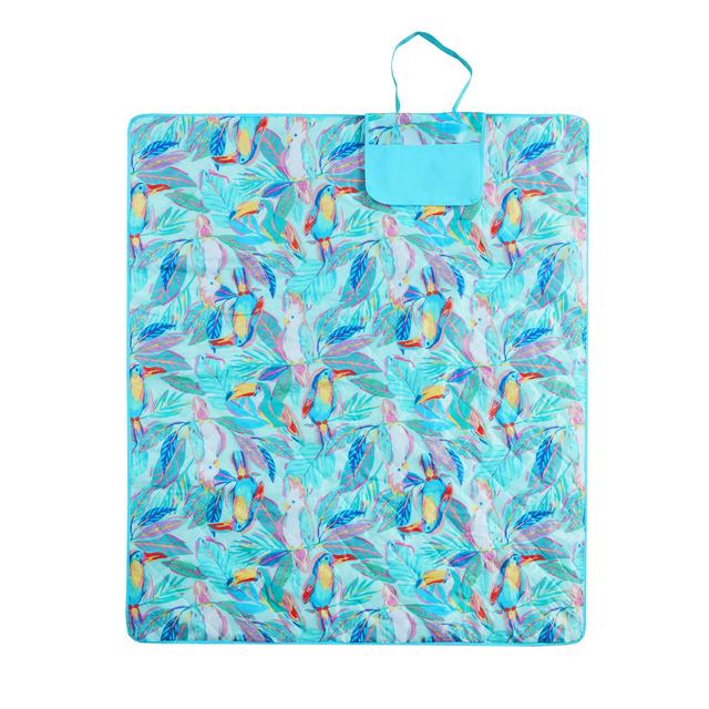 Mainstays Oversized Waterproof Outdoor Blanket, 60x70, Tropical Toucan Teal