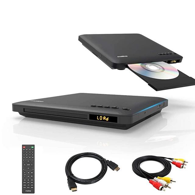 Slim Design DVD player, Ultra-Thin HDMI AV DVD Players for TV, Region Free & Colourful HD Pixels, Supports USB Playback, NTSC / PAL with DVD Player, Package Comes HDMI & RCA Cables and Remote Control.