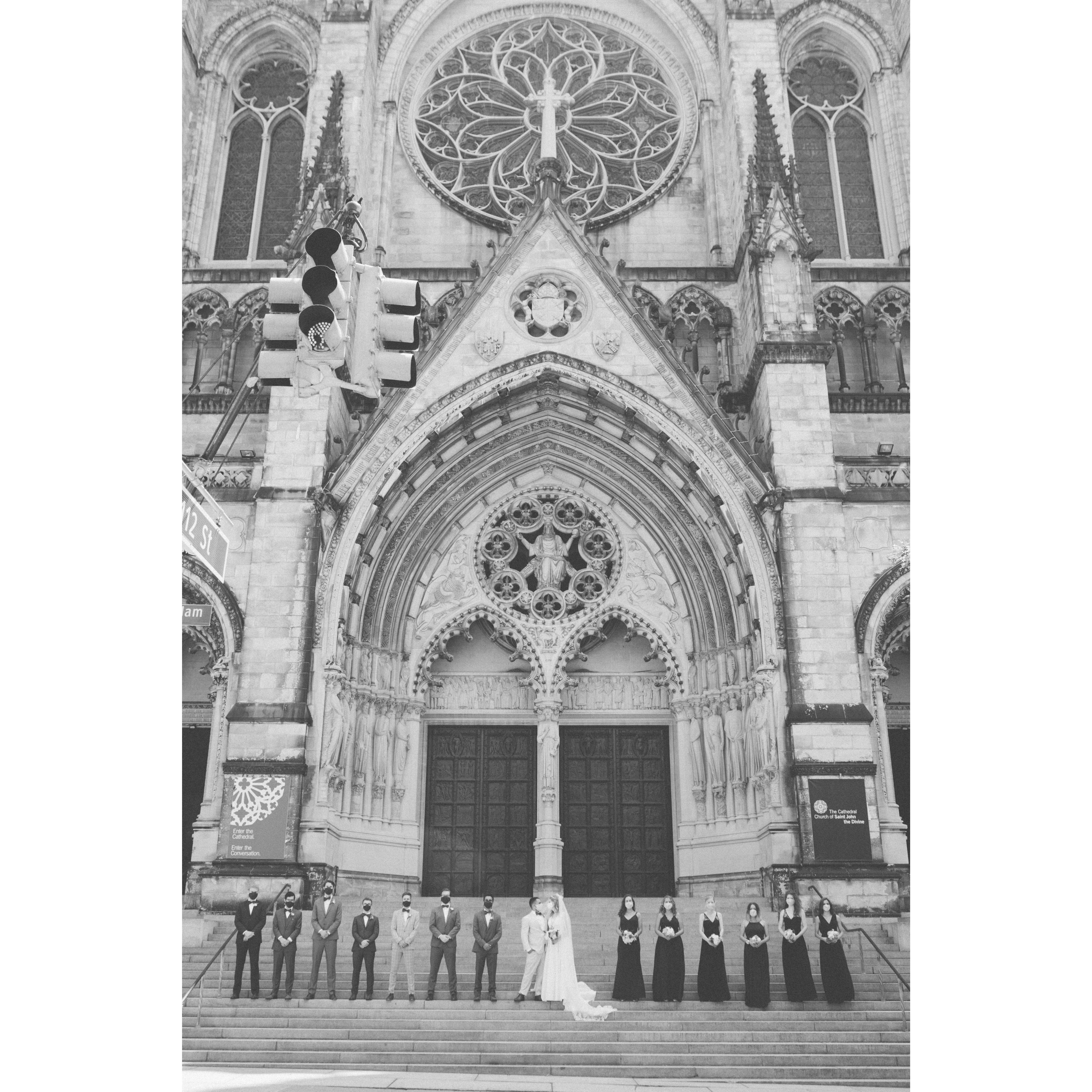 In front of the Cathedral of St John the Divine