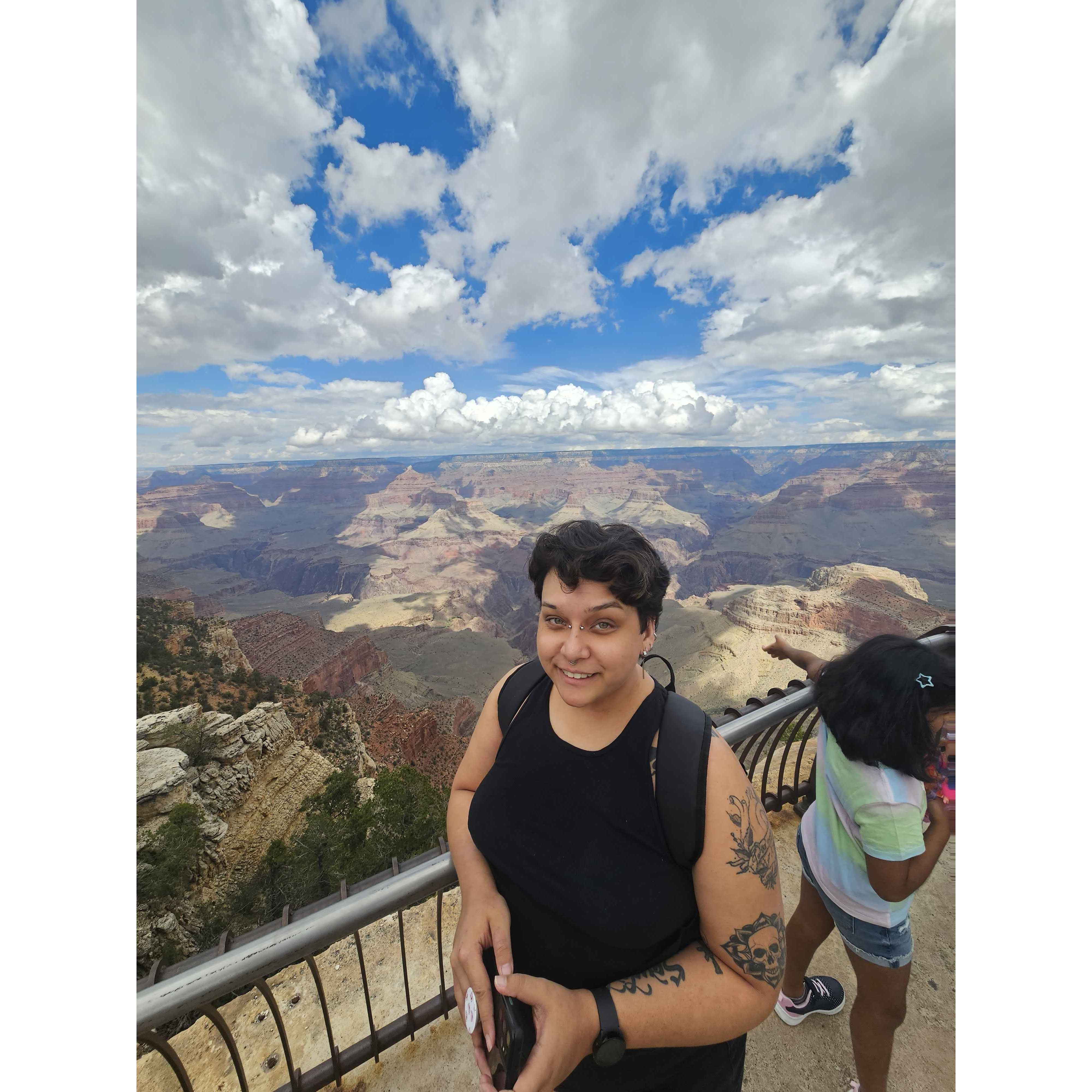 the clouds at the Grand Canyon looked so fake- a halo around my girl