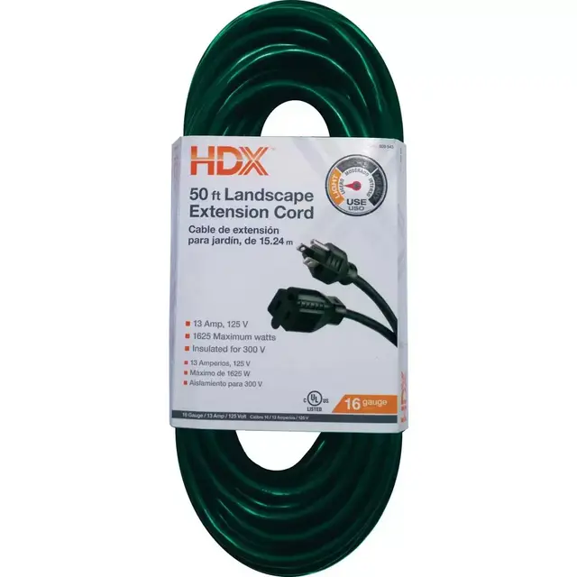 50 ft. 16/3 Indoor/Outdoor Landscape Extension Cord, Green