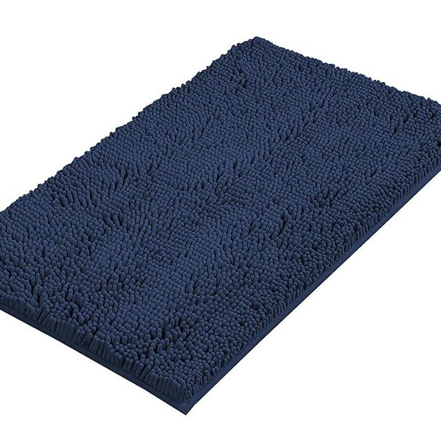 Bath Mats for Bathroom Non Slip Luxury Chenille Ultra Soft Bath Rugs 24x36 Absorbent Non Skid Shaggy Rugs Washable Dry Fast Plush Area Carpet Mats for Indoor, Bath Room, Tub - Navy