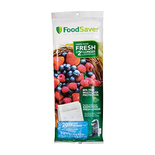 FoodSaver 1-Gallon Multilayer Construction Vacuum Zipper Bags, 20 Count