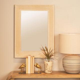Rectangle Framed Wall Mirror with Rattan Detail