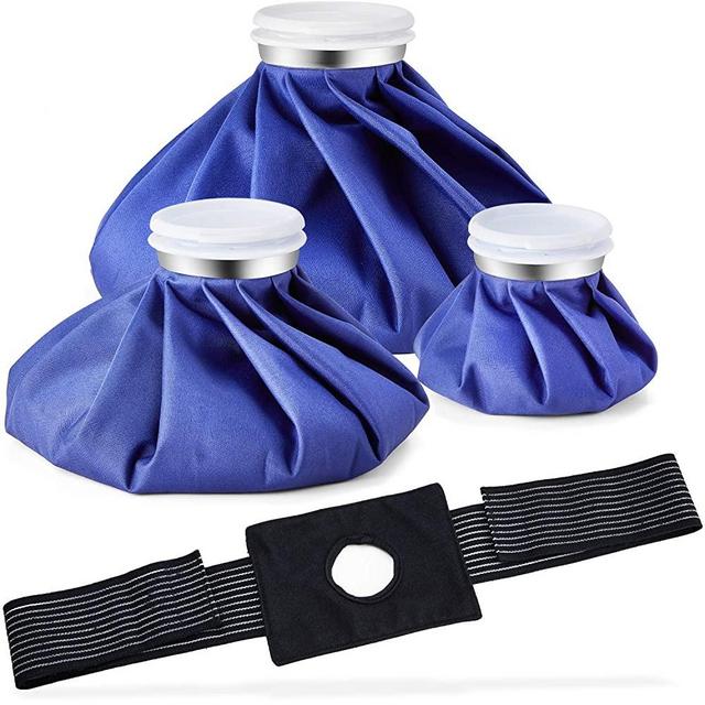 Ice Bag Packs, Ohuhu 3 Pack [11" 9" 6"] Reusable Ice Bags for Injuries with a Adjustable Wrap, Hot & Cold Therapy and Pain Relief for Knee Leg Injury, 4-Pack, (6"/9"/11"), For Hot Therapy Is 122℉-140℉