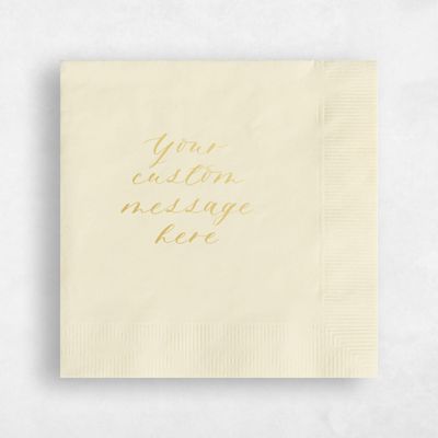 Ecru, Beige Wedding Napkin - Custom Message