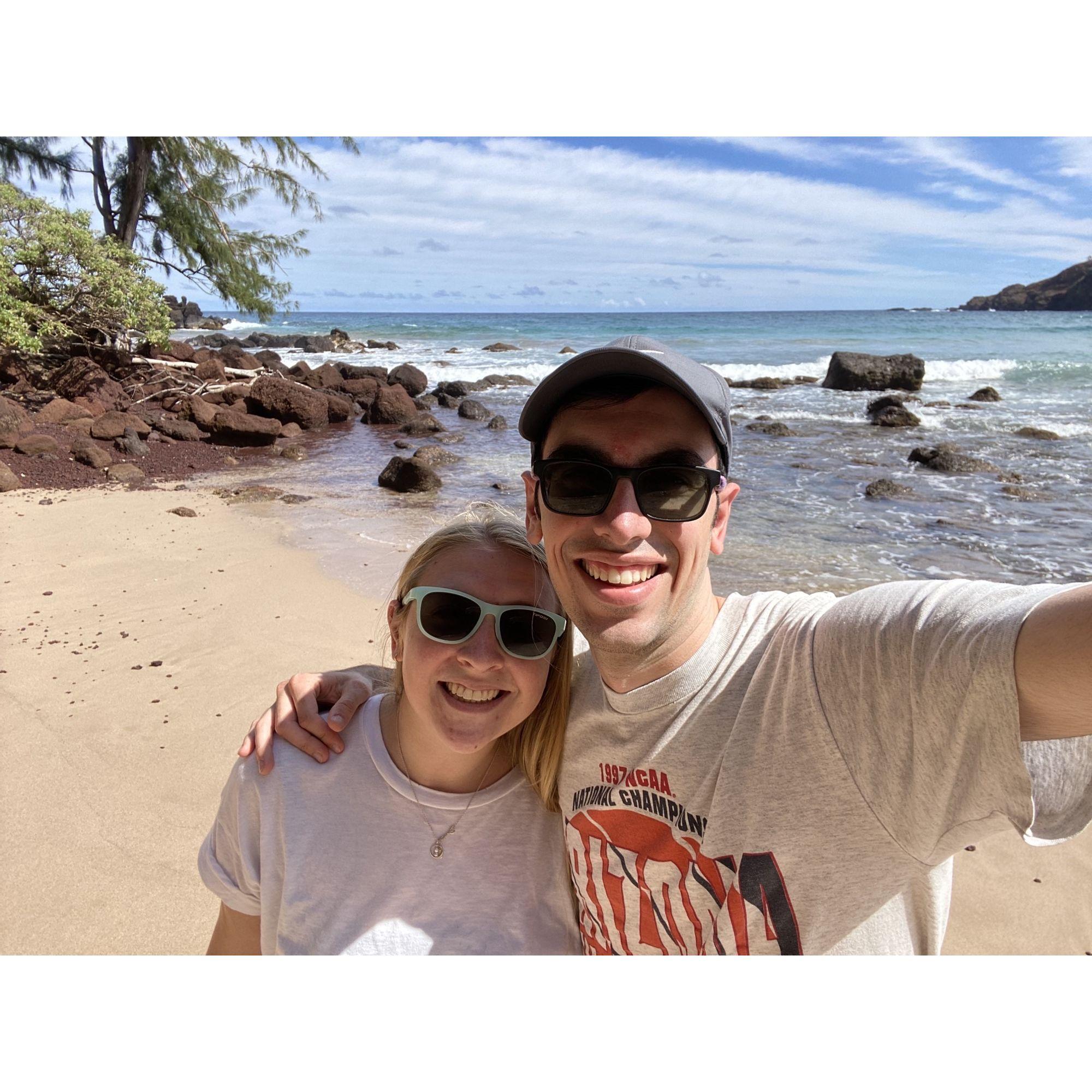 Right after getting engaged on the Road to Hana!