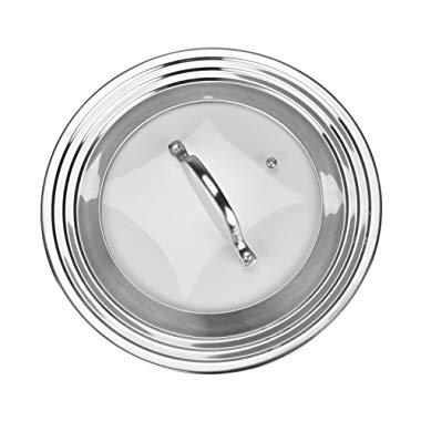Universal Lid for Pots, Pans and Skillets, Stainless Steel and Tempered Glass, Fits All 7 Inch to 12 Inch Pots and Pans, Replacement Cookware Frying Pan Cover and Cast Iron Skillet Lid