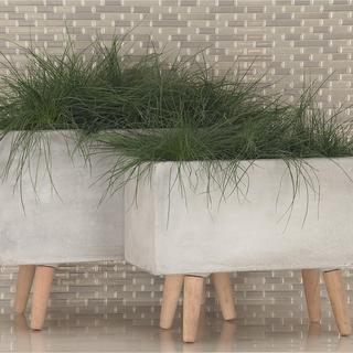 Rectangular Clay Contemporary Planter, Set of 2