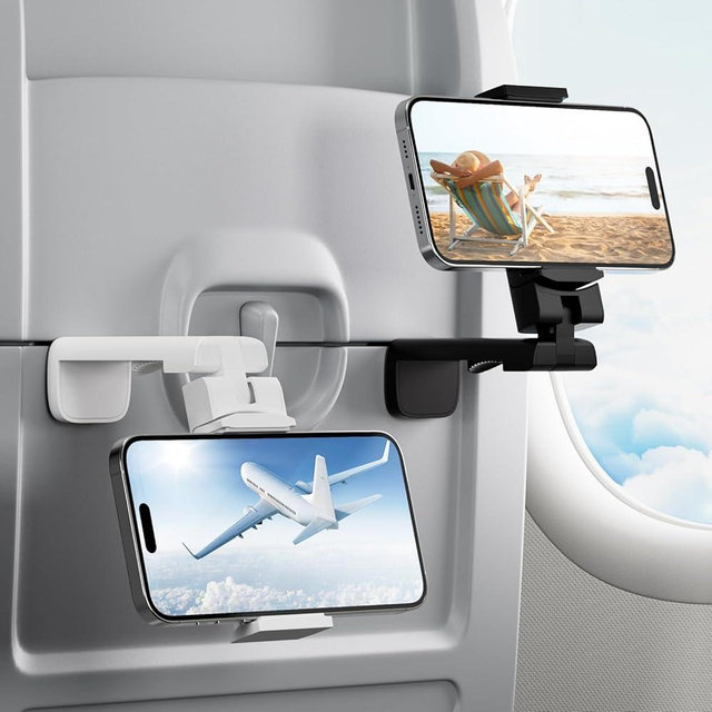 2 Pack Universal Airplane Phone Stand Holder, Klearlook 360 Degree Rotation Travel Essentials Phone Mount for Desk, Handsfree Flexible Travel Accessories for Flying, Valentines Day Gift for Couple