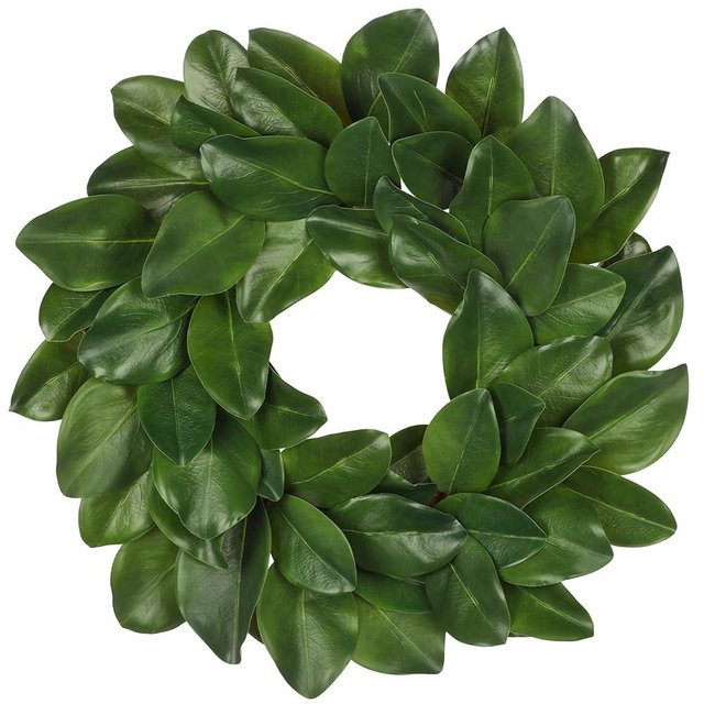 Briful 24'' Artificial Magnolia Wreath for Front Door Large Silk Greenery Wreath Faux Magnolia Leaf Wreaths for Home Room Window Indoor Outdoor Porch Decor