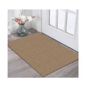 Indoor Door Mat Tan Color 2x3 ft Small Area Rugs Washable Front Door Mat Non Slip Rubber Backed Entryway Rug Cotton Entrance Doormat for Front Porch Bathroom Kitchen Bedroom, Tan/Orange/Brown
