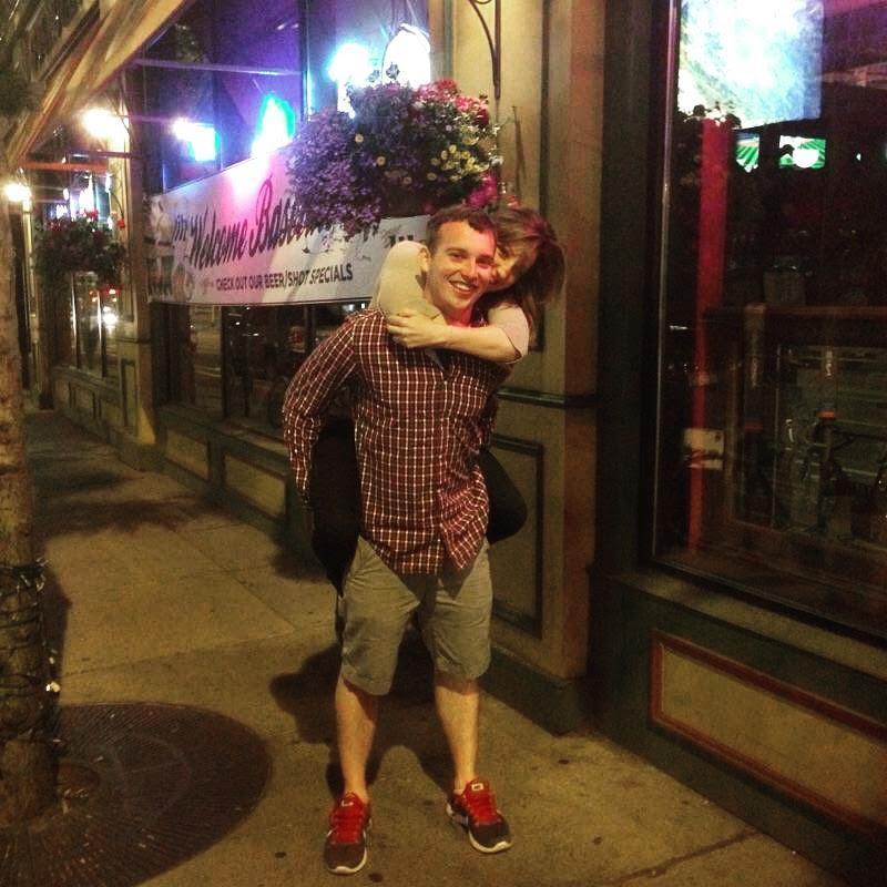 After a night out with friends and walking through downtown to our apartment.