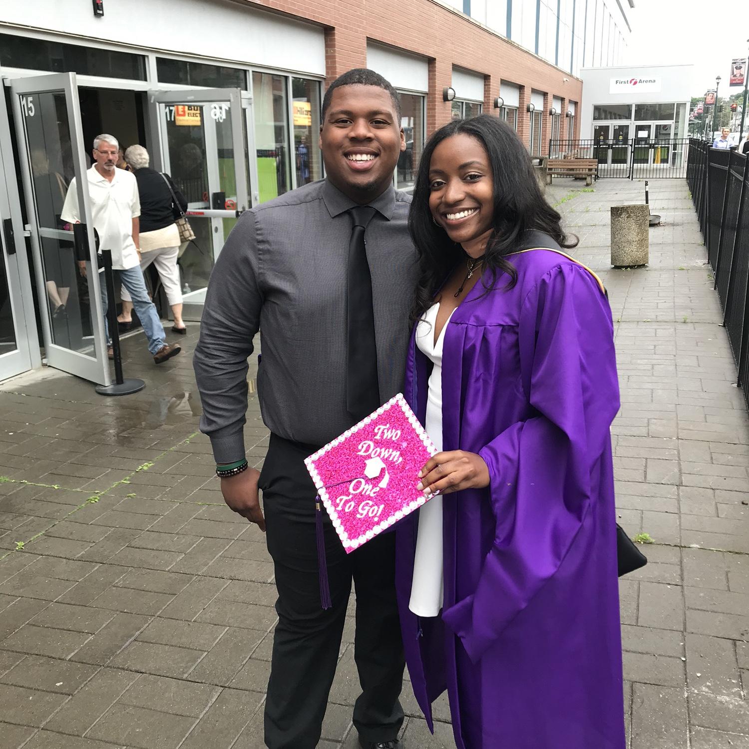 Always supporting each other through every milestone. Alex supported Daysjia as she walked across the stage to receive her Master's Degree.