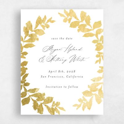 White Wedding Save the Date - Jasmine Classic Foil