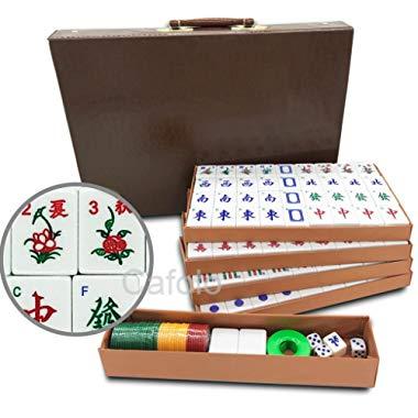Mose Cafolo Chinese Mahjong X-Large 144 Numbered Melamine Tiles 1.5" Large Tile with Carrying Travel Case Pro Complete Mahjong Game Set - (Mah Jong, Mahjongg, Mah-Jongg, Mah Jongg, Majiang)
