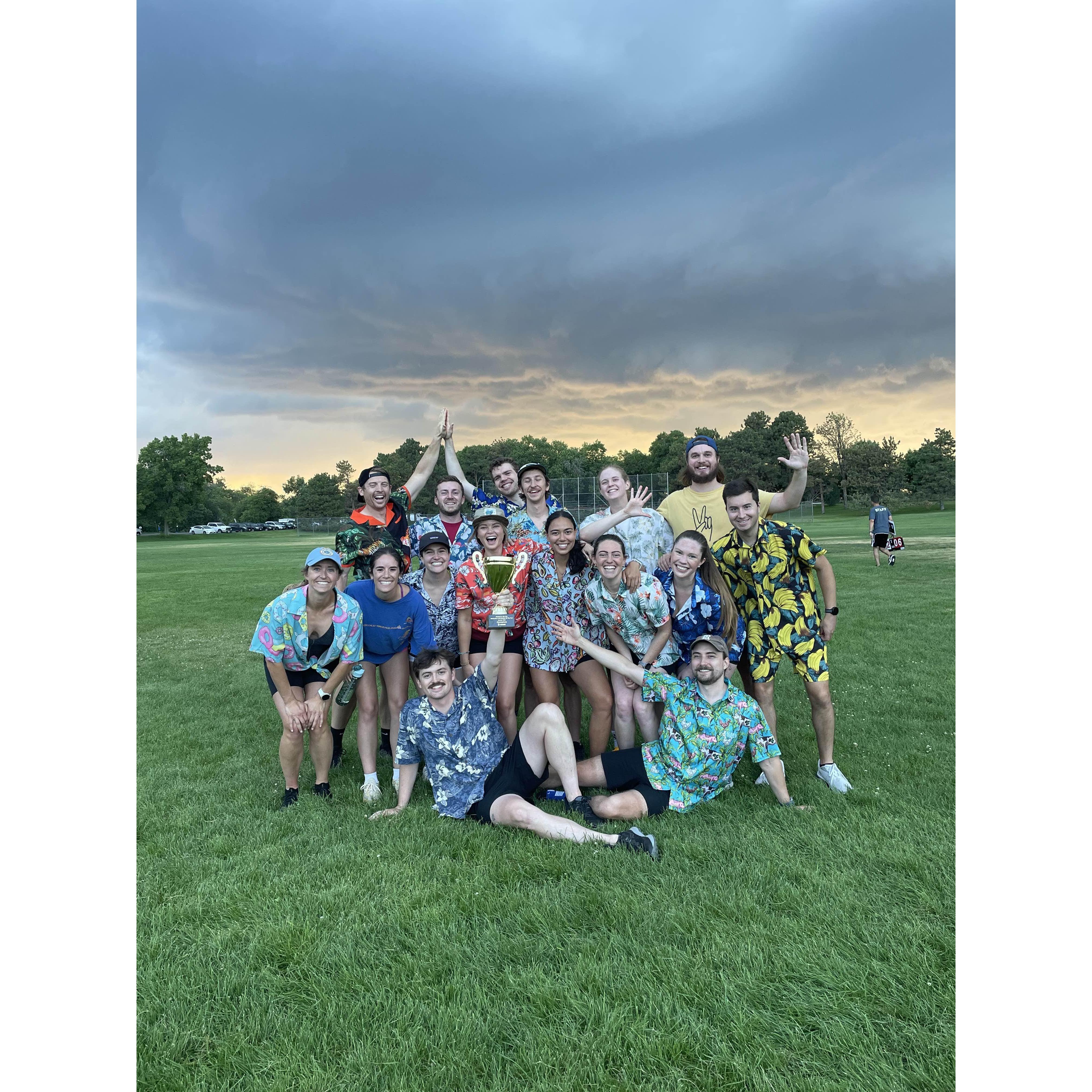 6/25/2025 | 5x kickball champions in a row! We started the playoffs in 3rd, and ended up playing 2 games back to back where we won the whole season.