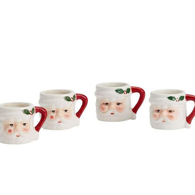 Santa Ceramic Shot Glasses, Set of 4